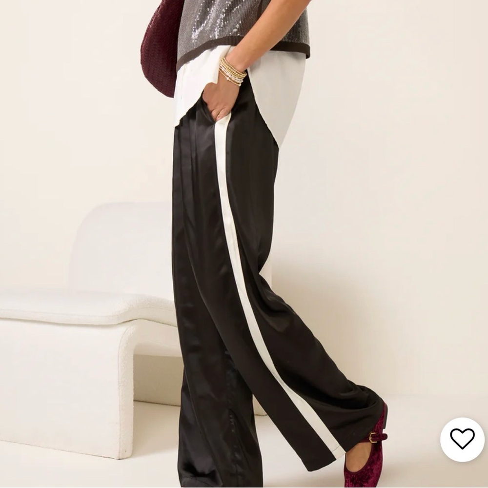 Sanctuary Black Satin Joggers with White Stripe - New w Tag / never worn